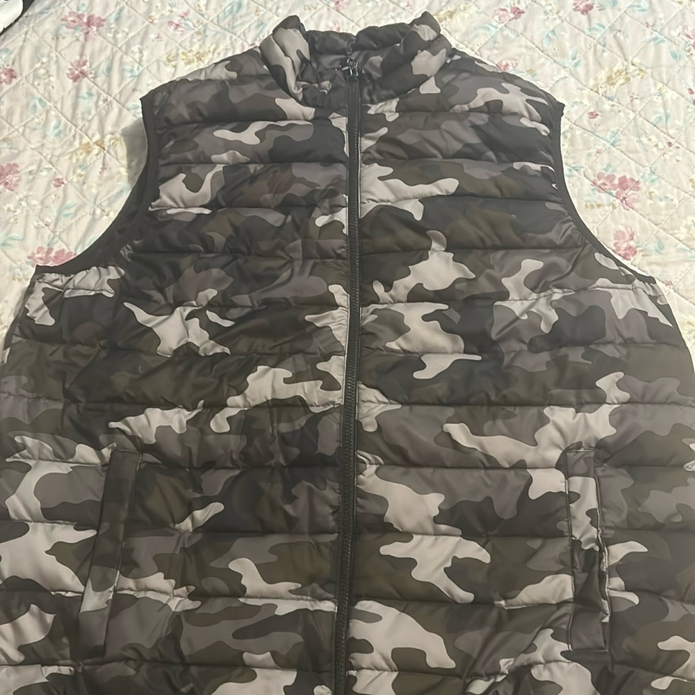 Dark green, gray and black camouflage vest